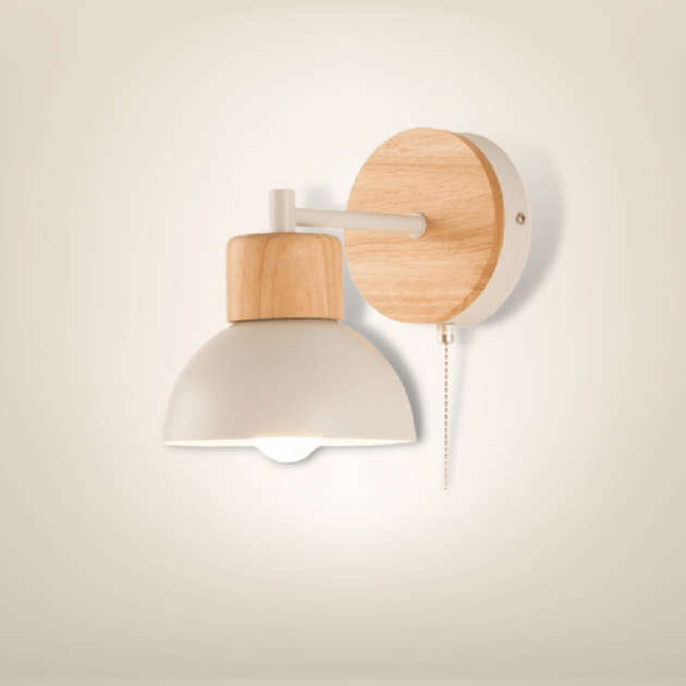 Lampe de chevet charme blanche bois H 36cm - Centrakor