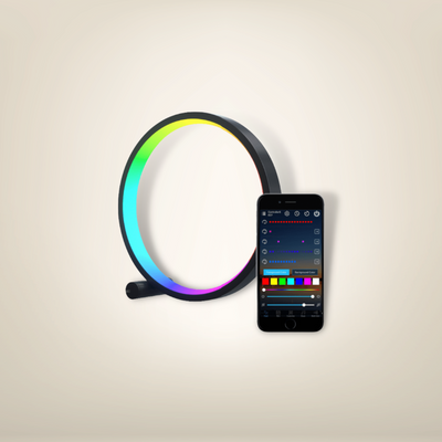 Lampe de chevet bluetooth ronde 16cm rgb aluminium