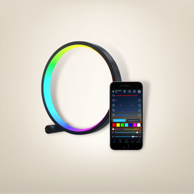 Lampe de chevet bluetooth ronde 26cm rgb aluminium