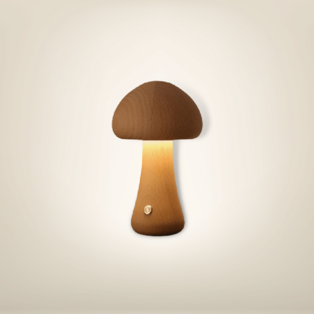 Lampe de chevet champignon grande fine bois clair