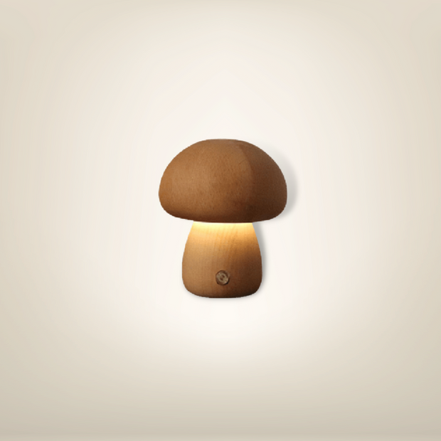 Lampe de chevet champignon petite fine bois clair