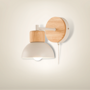 Lampe de chevet classique blanche + bois bois clair