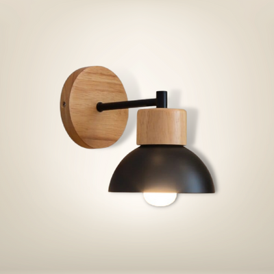 Lampe de chevet Bois cylindre bois cuivre P8xD8xH21cm