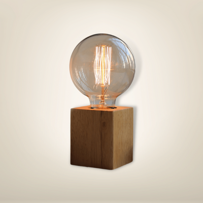 Lampe de chevet en bois cube bois clair